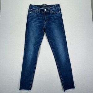 Lucky Brand Ava Skinny Jeans Womens 4/27 Blue Excellent Raw Hem Stretch Denim